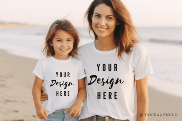 Beach Mom and Me T-Shirt Mockup Review for Real Embroidery Projects